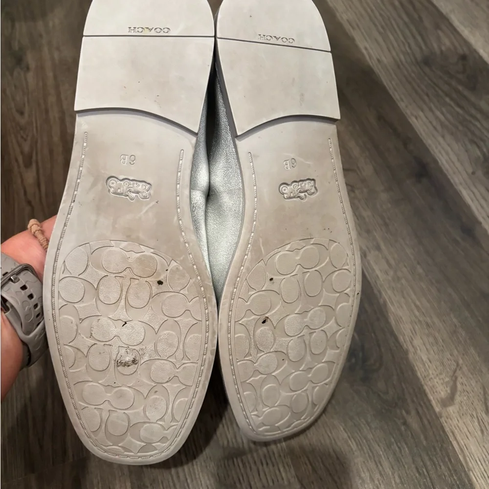 Coach Silver Ballet Flats Maryjane’s size 6 delicate romantic trendy wedding - Picture 12 of 15